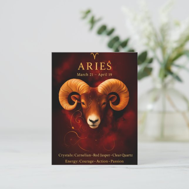 Feliz Aniversário Aries | Cartão Postal da Pedra d (Em pé/Frente)