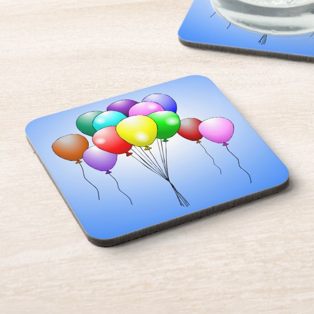 Feliz aniversário Balões Cork Porta copos (Left Side)