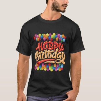Feliz Aniversário Balões Projetando T-shirt