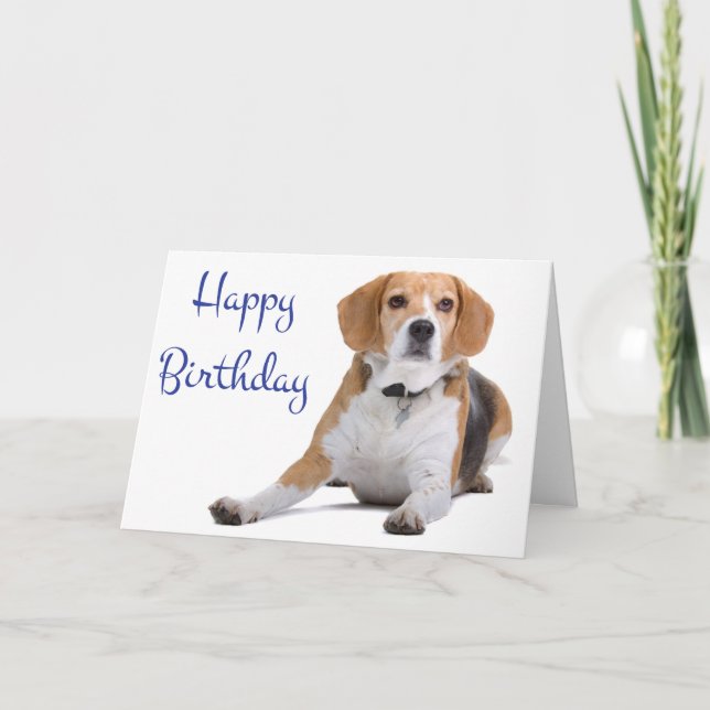 Feliz Aniversário Beagle Puppy Dog Cartão Saudação (Frente)