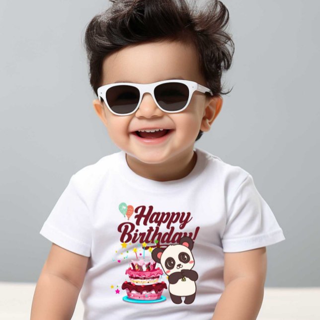 Feliz aniversário Bebês Crianças Camiseta Branca (Criador carregado)