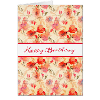 Feliz Aniversário Belo Cartão Floral de Pêssego