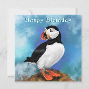 Feliz Aniversário - Belo Pássaro de Puffin do Atlâ