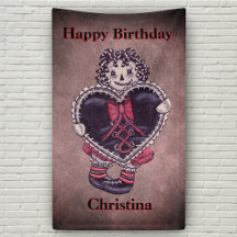 Feliz Aniversário Boneca de Trapo Grunge Gótico Co