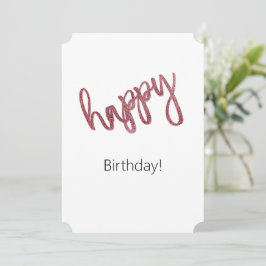 Feliz Aniversário Brilho Rosa Minimal