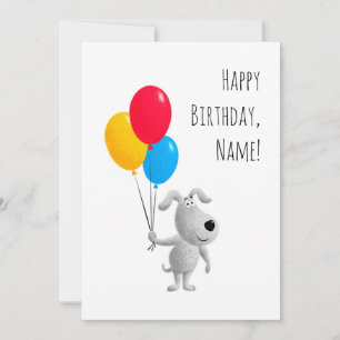 Feliz Aniversário Cachorro Puppy Balloons Card