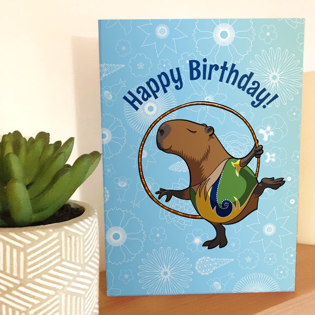 Feliz Aniversário! Capivara Ginasta Com Cartão de  (Criador carregado)