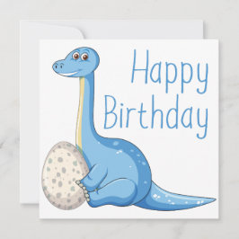Feliz Aniversário - Cartão Azul Dinossauro