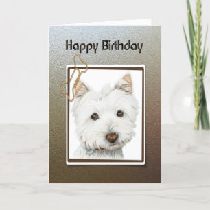 Feliz aniversario, cartão bonito do cão do westi