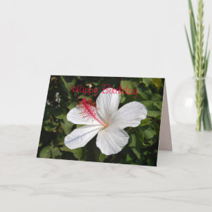 Feliz Aniversário - Cartão Branco Hibiscus