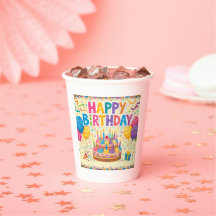 Feliz aniversário cartão brilhante alto em branco
