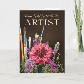 Feliz Aniversário Cartão de Artista Pintor em Tela