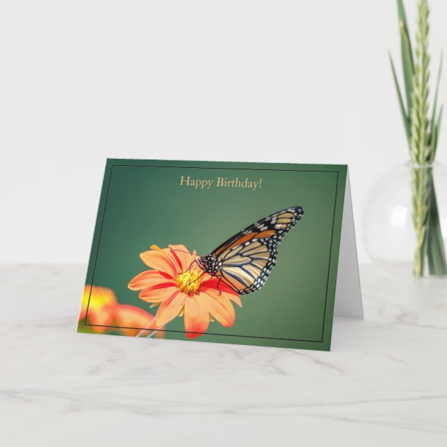Feliz Aniversário Cartão de Monarca Borboleta (Frente)