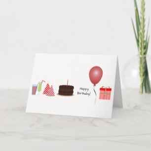 Feliz Aniversário - Cartão de Saudação - em vermel