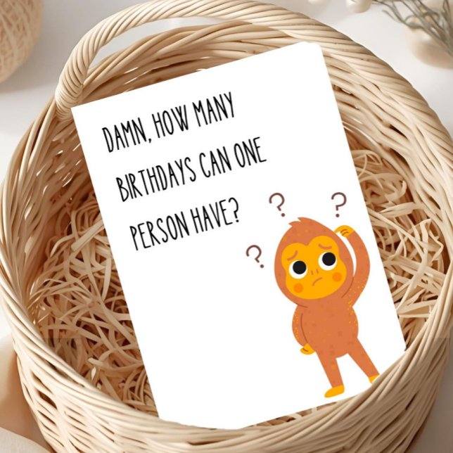 Feliz Aniversário Cartão de Saudação Macaco Humor  (Criador carregado)