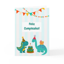 Feliz Aniversário Cartão Dinosaurio Cartão Espanho