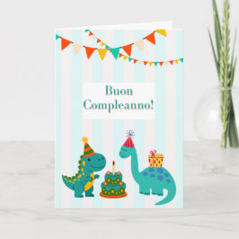 Feliz Aniversário Cartão Dinosauro Italiano 