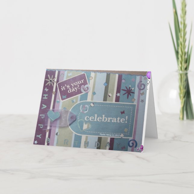 Feliz aniversario - cartão do álbum de recortes (Frente)