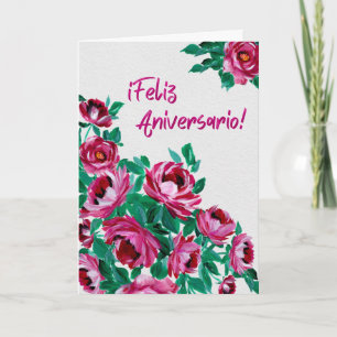 Feliz Aniversário! Cartão Floral de Aquarela