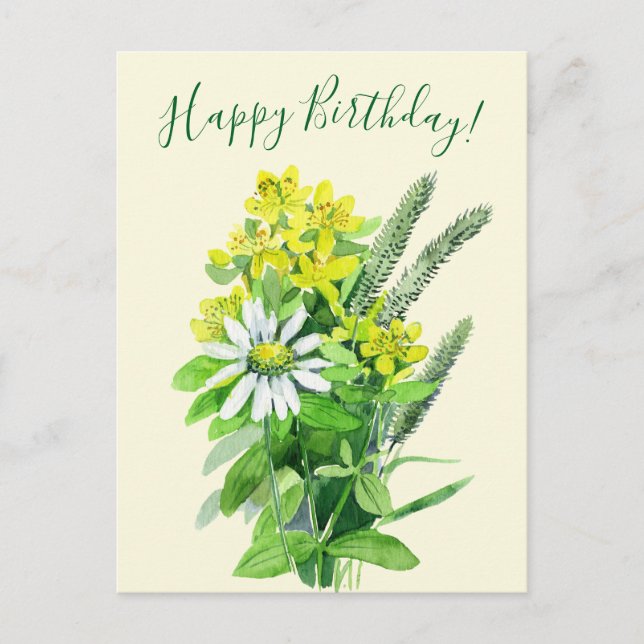 Feliz aniversário, cartão postal de flores silvest (Frente)