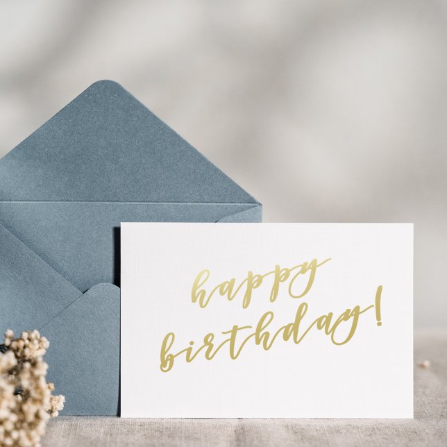 Feliz Aniversário | Cartão Postal de Script Ouro F (Criador carregado)