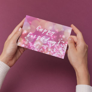 Feliz Aniversário! Cartão Postal Glamouroso com Fa