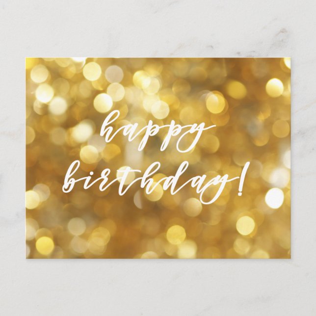 Feliz Aniversário! Cartão Postal Glamouroso com Fa (Frente)