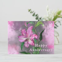 Feliz Aniversário Cartão Puro Rosa Lily Flower
