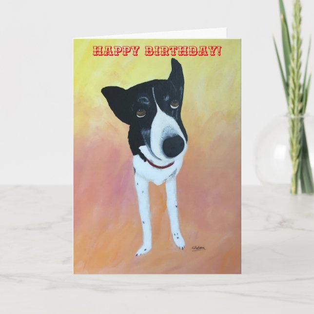 Feliz Aniversário, Cartões de Pintura de Cachorro  (Frente)