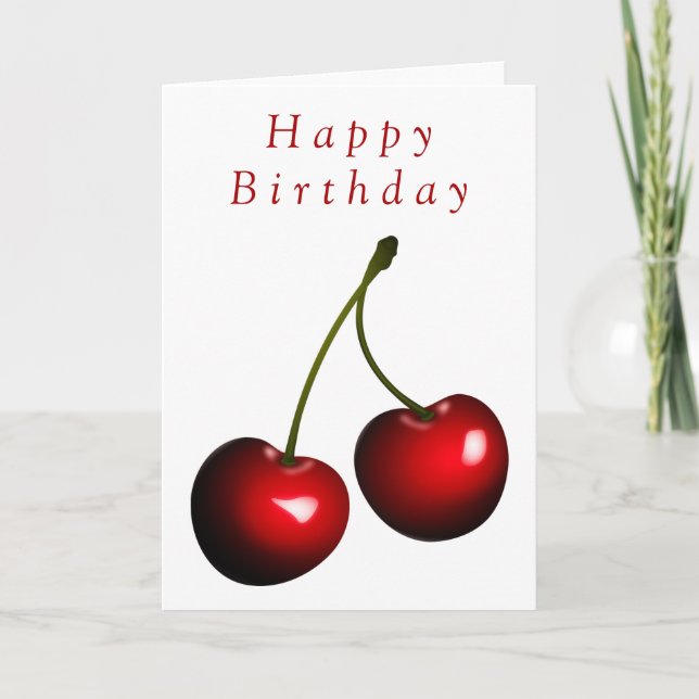 Feliz Aniversário Cartões Doces Cerejas (Frente)