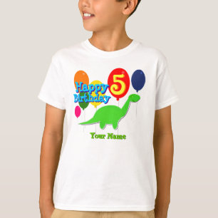 Feliz Aniversário Cinco Anos Balões Dino T-Shirt
