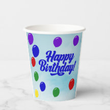 "Feliz aniversário colorido com balões