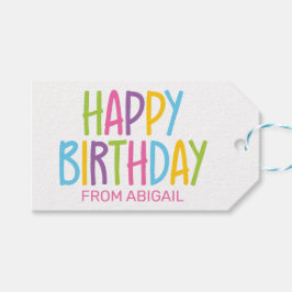 Feliz Aniversário Colorido - Etiquetas de Presente