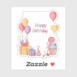 Feliz aniversário com o adesivo dos balões