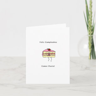 Feliz Aniversário Comer bolo, cartão de aniversári