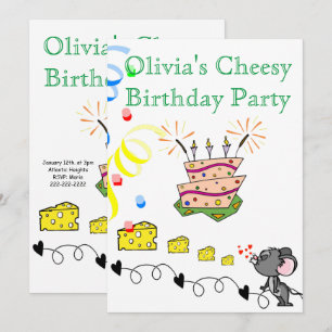 Feliz Aniversário Convite Mousey Cheesy Party