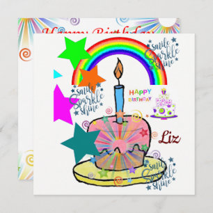 Feliz Aniversário Convite Rainbow