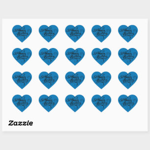 Feliz Aniversário Coração Adesivo Azul Francês
