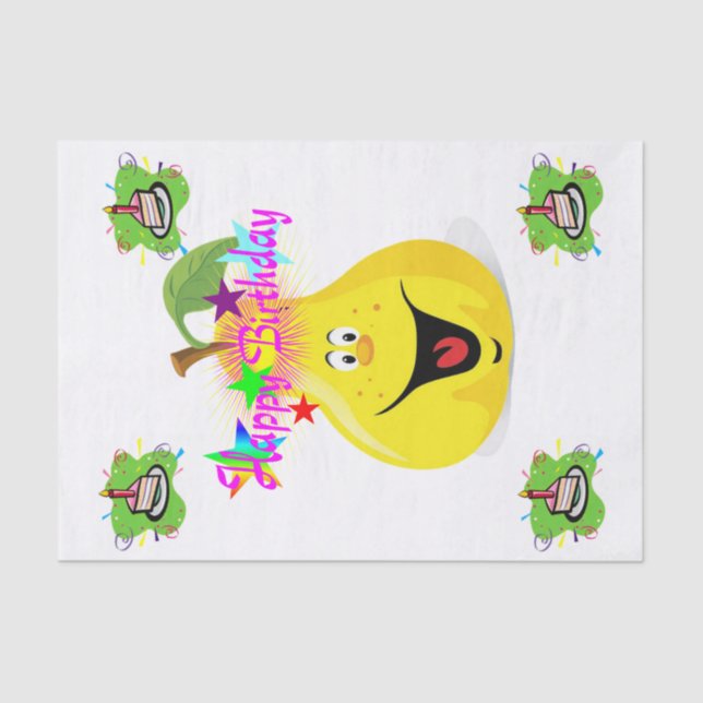 Feliz Aniversário, Cupcake de Pera de Papel (Frente )