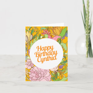 Feliz aniversário Cynthia Cartão de Aniversário F