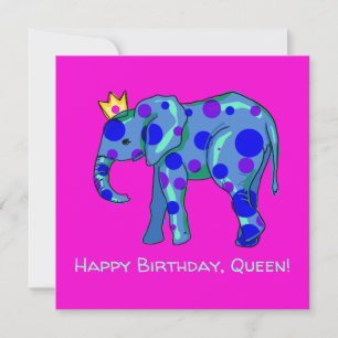 Feliz Aniversário da Rainha Elefante Flat Card