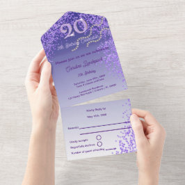 Feliz Aniversário De 20 De Glitter Roxo Chic Em Um