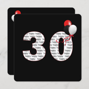 Feliz aniversário de 30 anos no Convite Preto