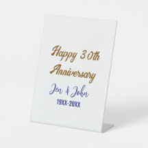 Feliz aniversário de 30 casamento ouro azul real