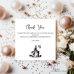 feliz aniversário de 31 anos, cartão de agradecime