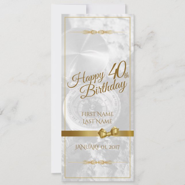 Feliz aniversário de 40 anos com laço dourado (Frente)