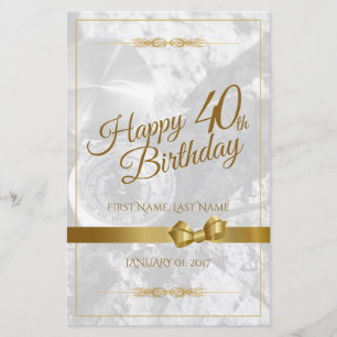 Feliz aniversário de 40 anos com laço dourado