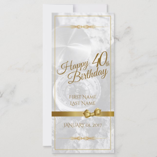 Feliz aniversário de 40 anos com laço dourado (Frente)