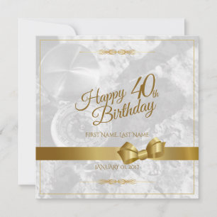Feliz aniversário de 40 anos com laço dourado