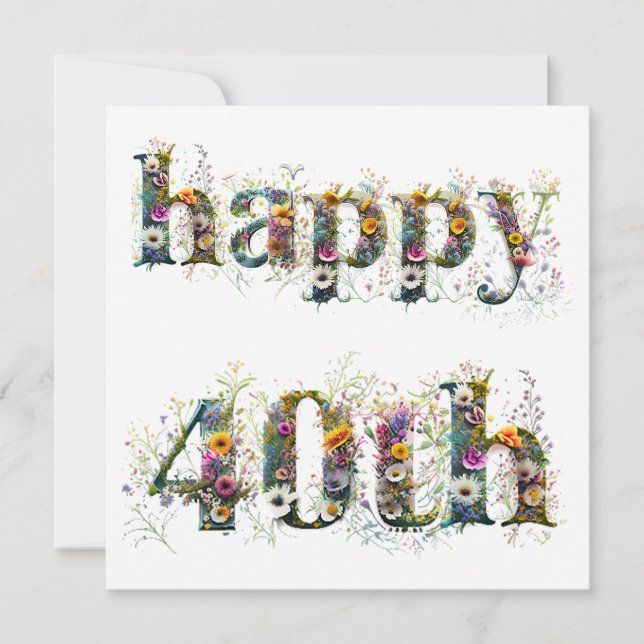 Feliz aniversário de 40 anos Sprays de Flores Selv (Frente)